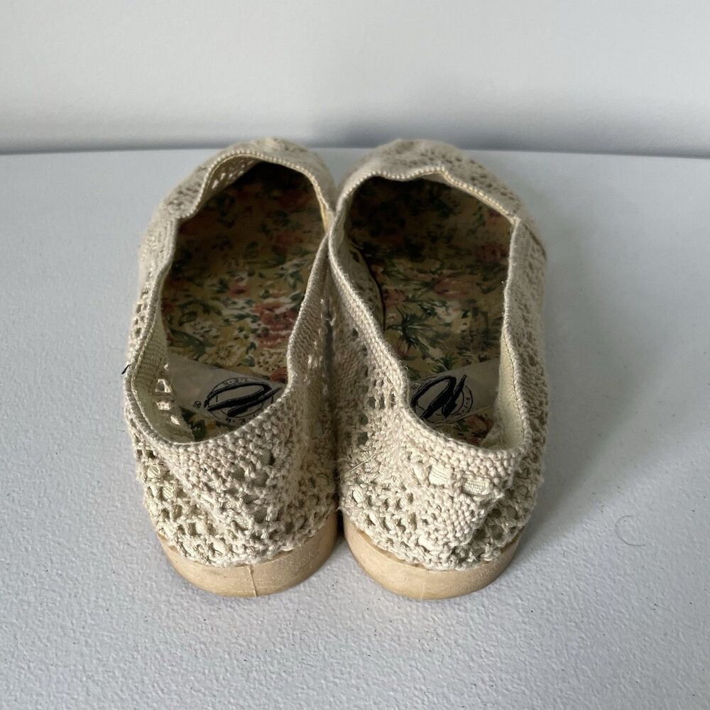 Pier Ten Vintage Cottagecore Knit Crochet Flats Slip-On Shoes Beige Women's 8.5 - Picture 4 of 9